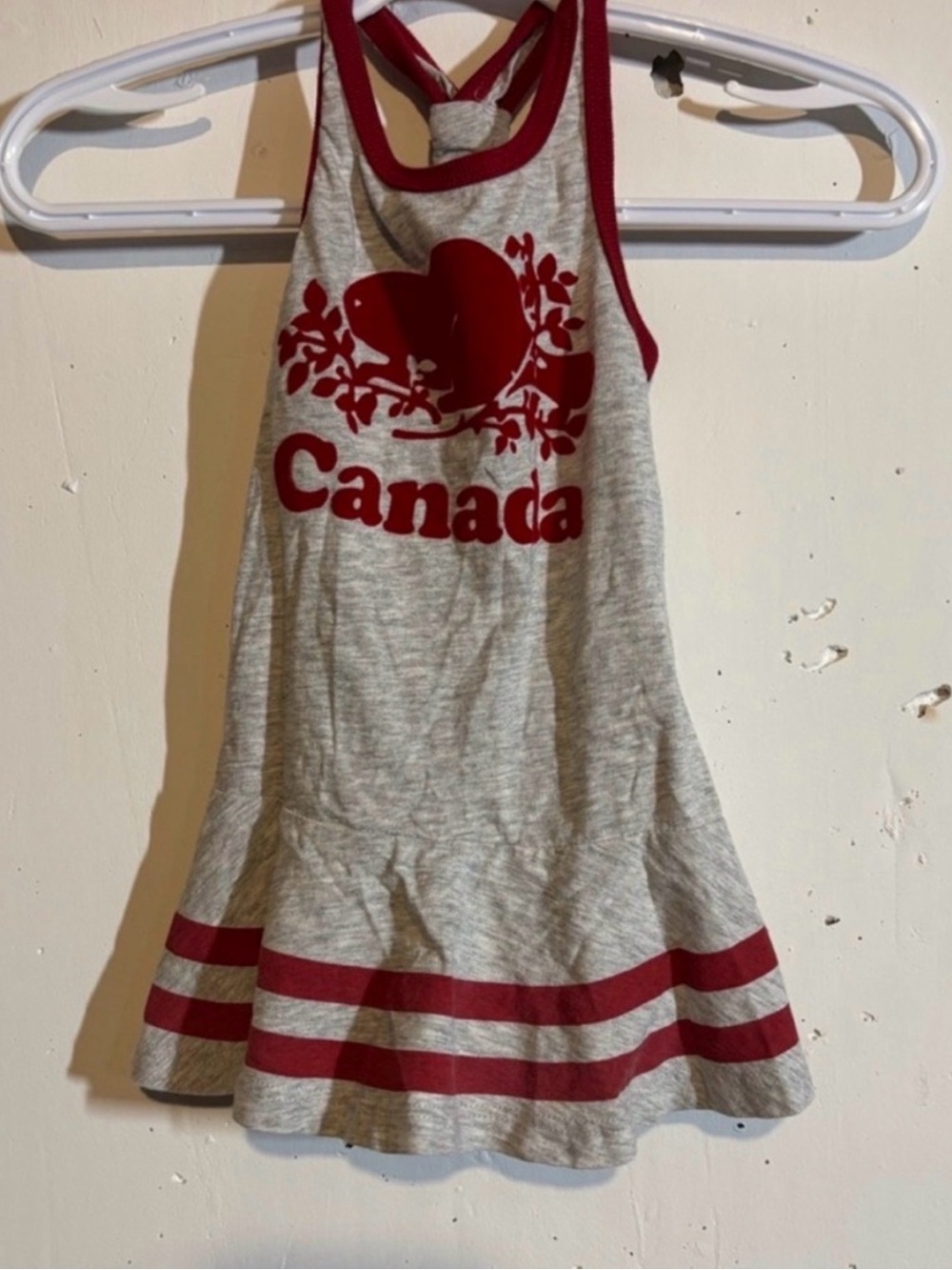 Roots Baby Canada Dress - Heather Gray & Red Trim